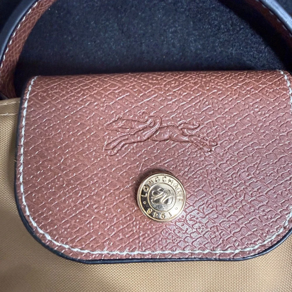 Mini Crossbody Bag Top Handle Yellow Sand Brown Leather Trim+ Strap